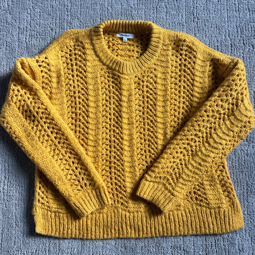 Madewell Mustard Open-Knit Sweater